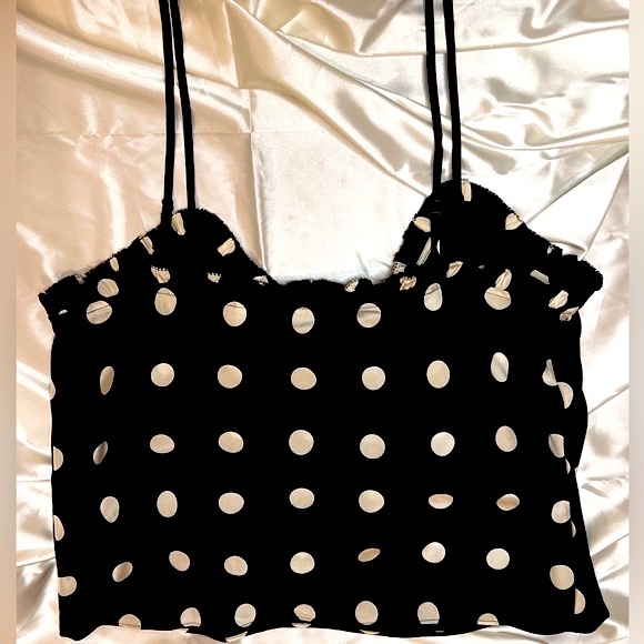 NWOT Doen Louise Black & White Polka Dot Silk Camisole in Solstice Sky, Size M - Picture 4 of 16